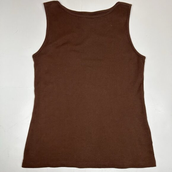 Westbound Woman  Sleeveless Brown Tank Top 100% Cotton Round Neck Sz M - Picture 3 of 5